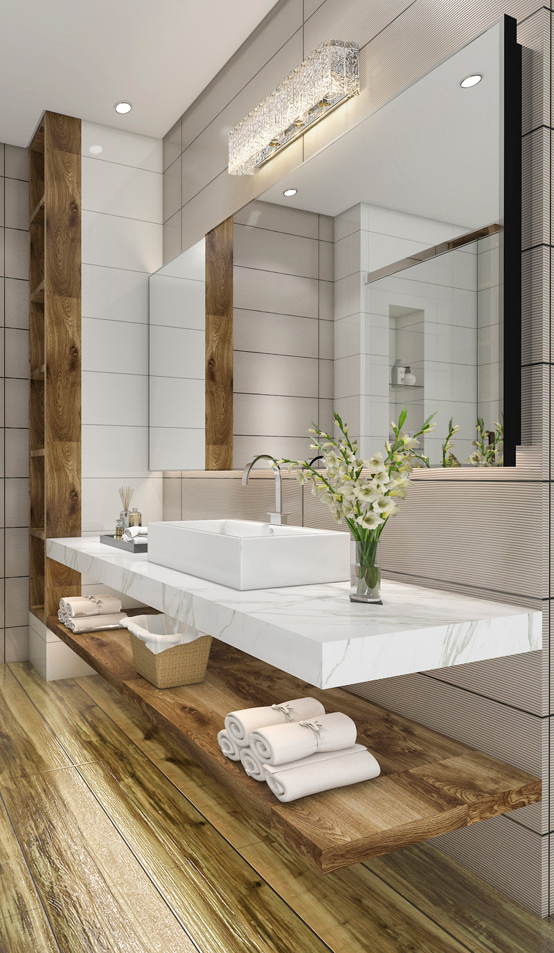 Glacier 4 Light 31.25" Vanity in Chrome in a room setting