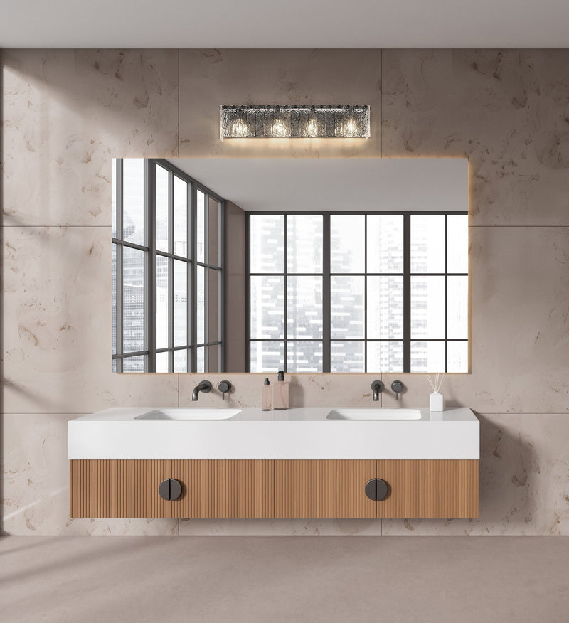 Glacier 4 Light 31.25" Vanity in Matte Black in a room setting