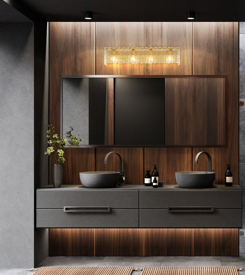 Glacier 4 Light 31.25" Vanity in Modern Gold in a room setting