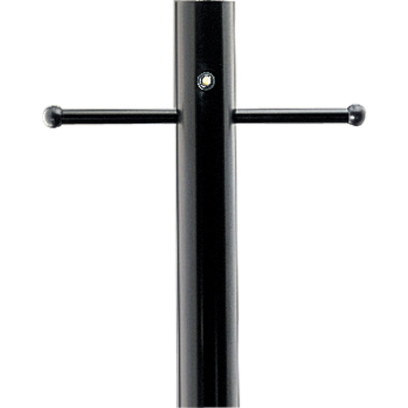 7-Foot Aluminum Outdoor Lamp Post with Ladder Rest and Outlet in Black