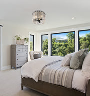 Glacier 3 Light 12.5" Flush Mount in Matte Black in a room setting