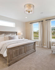 Glacier 3 Light 12.5" Flush Mount in Modern Gold in a room setting