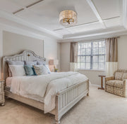 Glacier 5 Light 16.75" Flush Mount in Modern Gold in a room setting