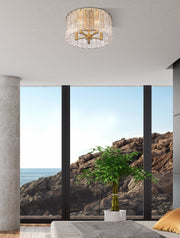 Glacier 5 Light 16.75" Flush Mount in Modern Gold in a room setting
