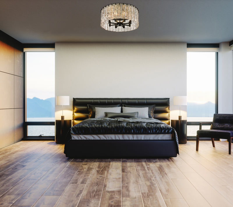 Glacier 8 Light 20.75" Flush Mount in Matte Black in a room setting