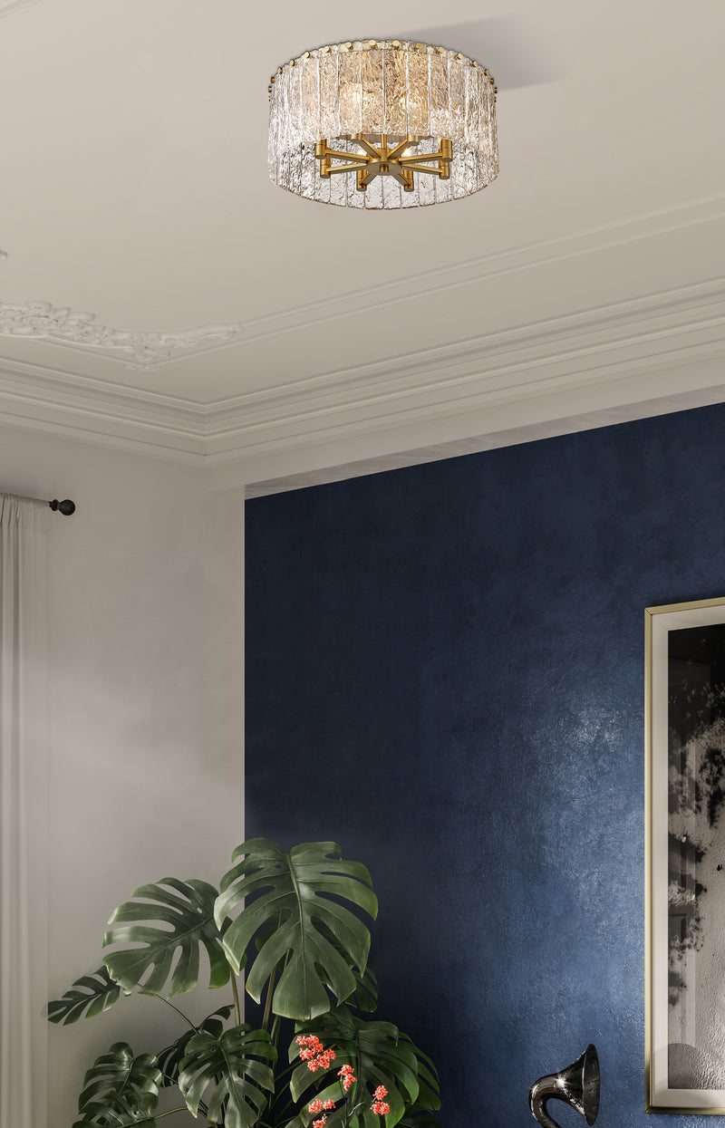 Glacier 8 Light 20.75" Flush Mount in Modern Gold in a room setting
