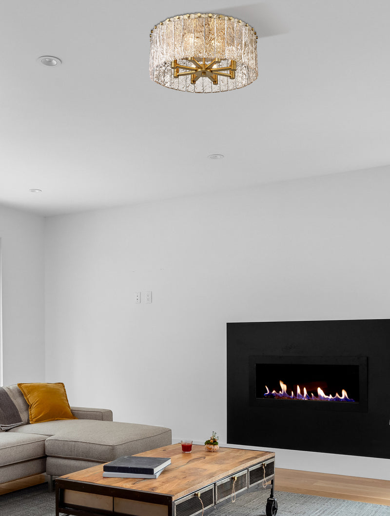 Glacier 8 Light 20.75" Flush Mount in Modern Gold in a room setting