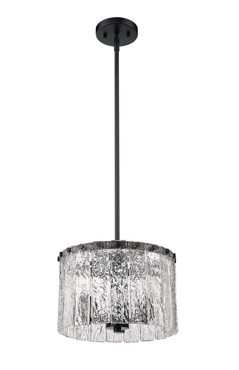 Glacier 3 Light 12.5" Pendant in Matte Black