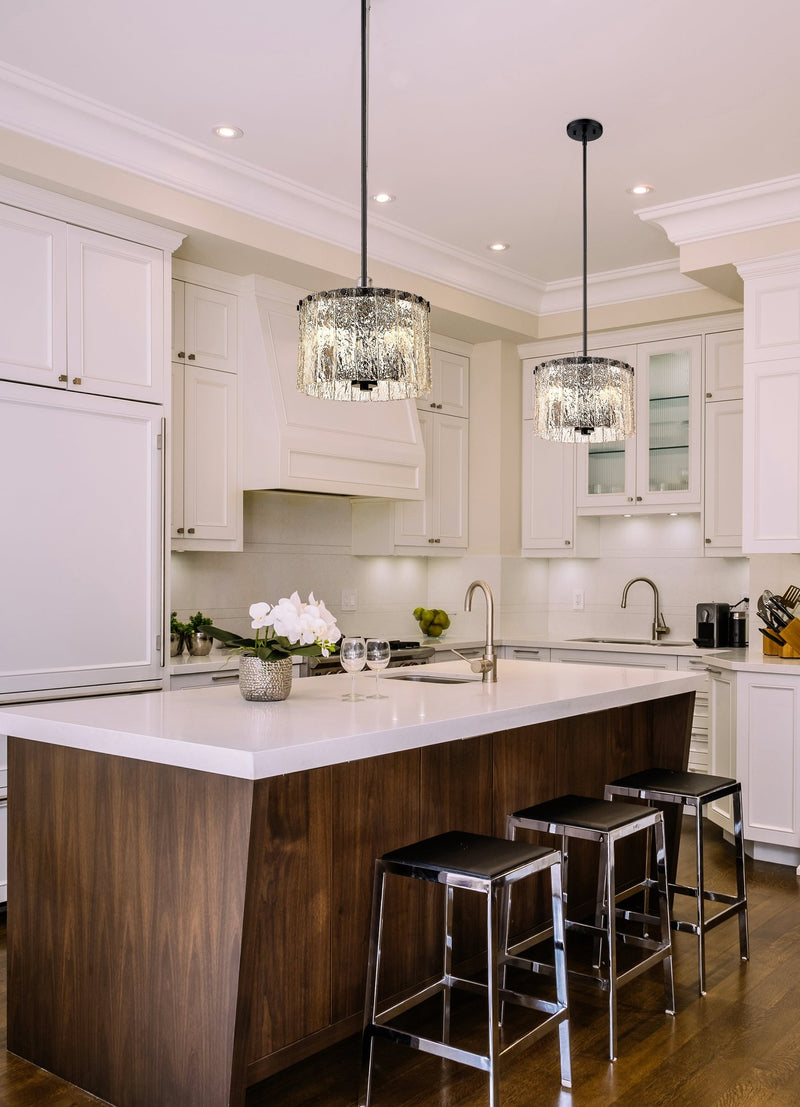 Glacier 3 Light 12.5" Pendant in Matte Black in a room setting