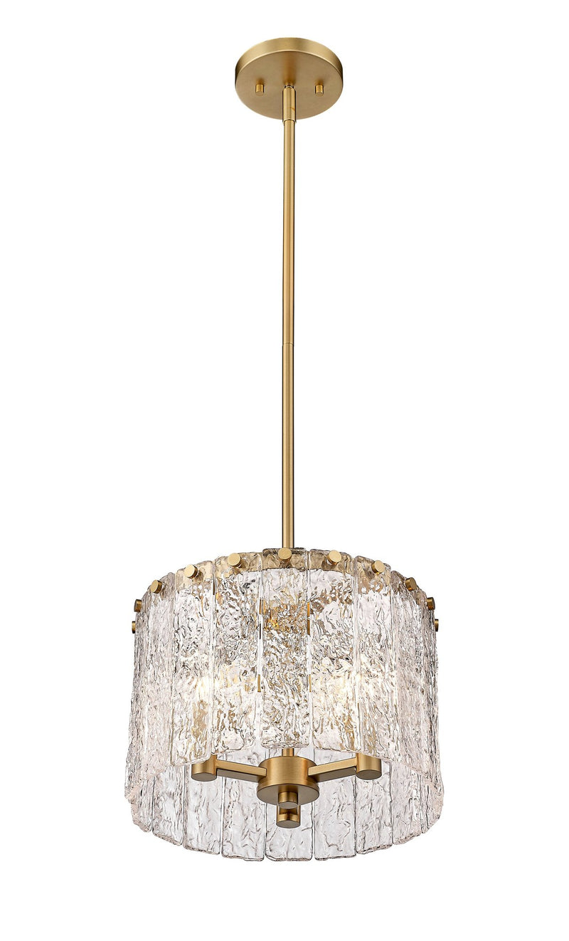 Glacier 3 Light 12.5" Pendant in Modern Gold