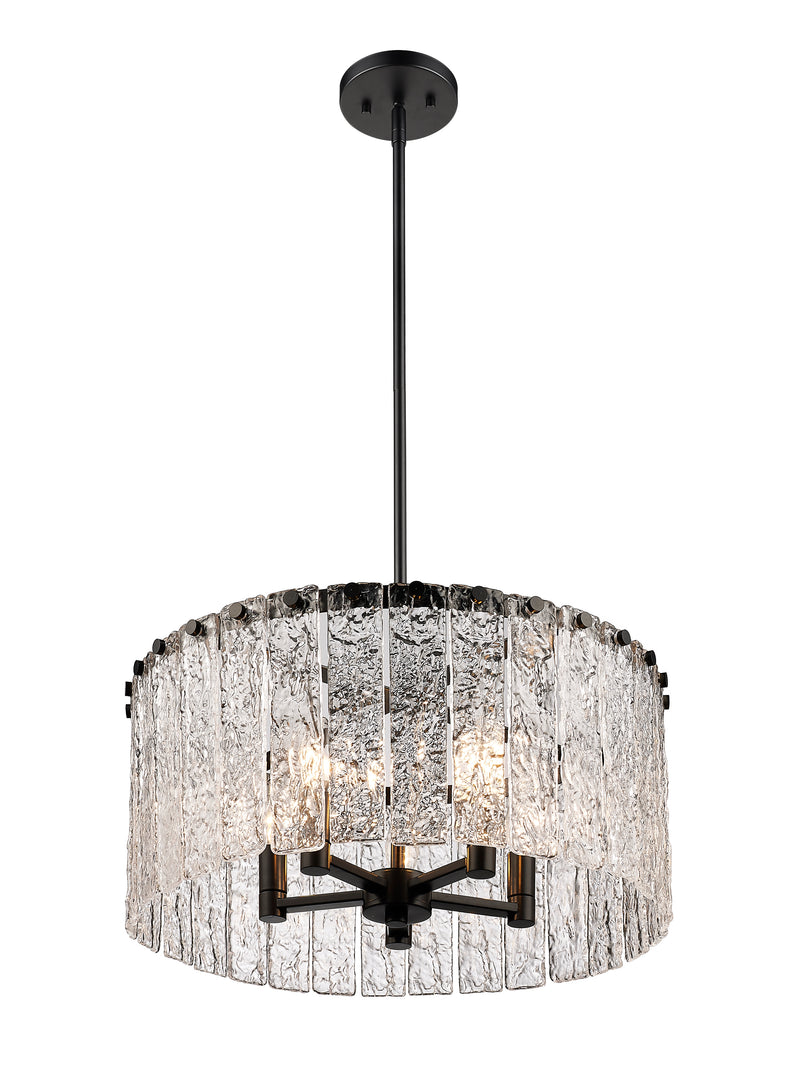 Glacier 5 Light 19" Pendant in Matte Black