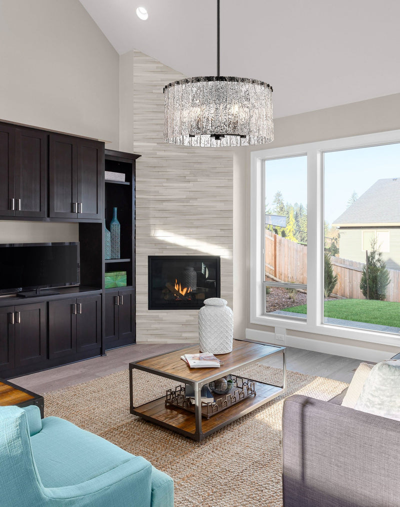 Glacier 5 Light 19" Pendant in Matte Black in a room setting