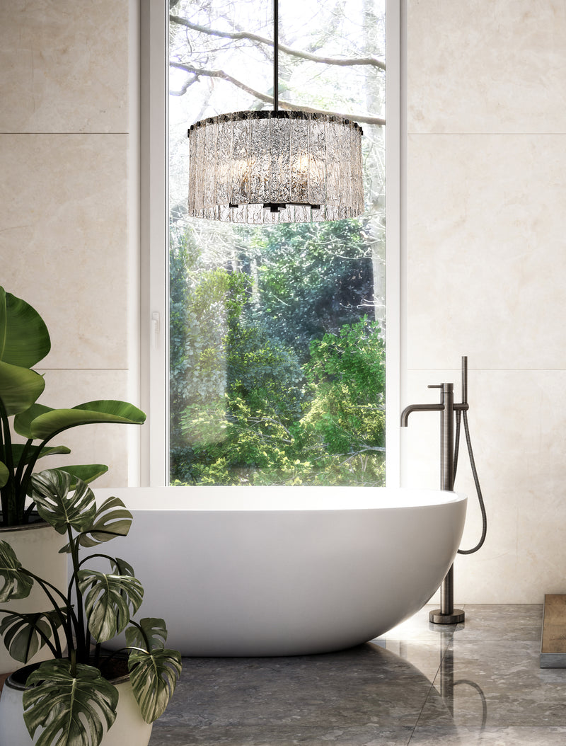 Glacier 5 Light 19" Pendant in Matte Black in a room setting