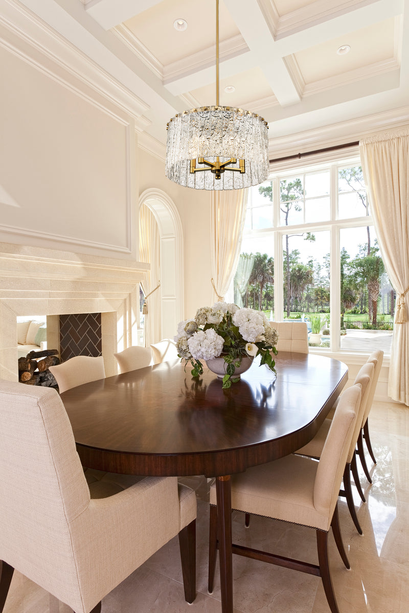 Glacier 5 Light 19" Pendant in Modern Gold in a room setting