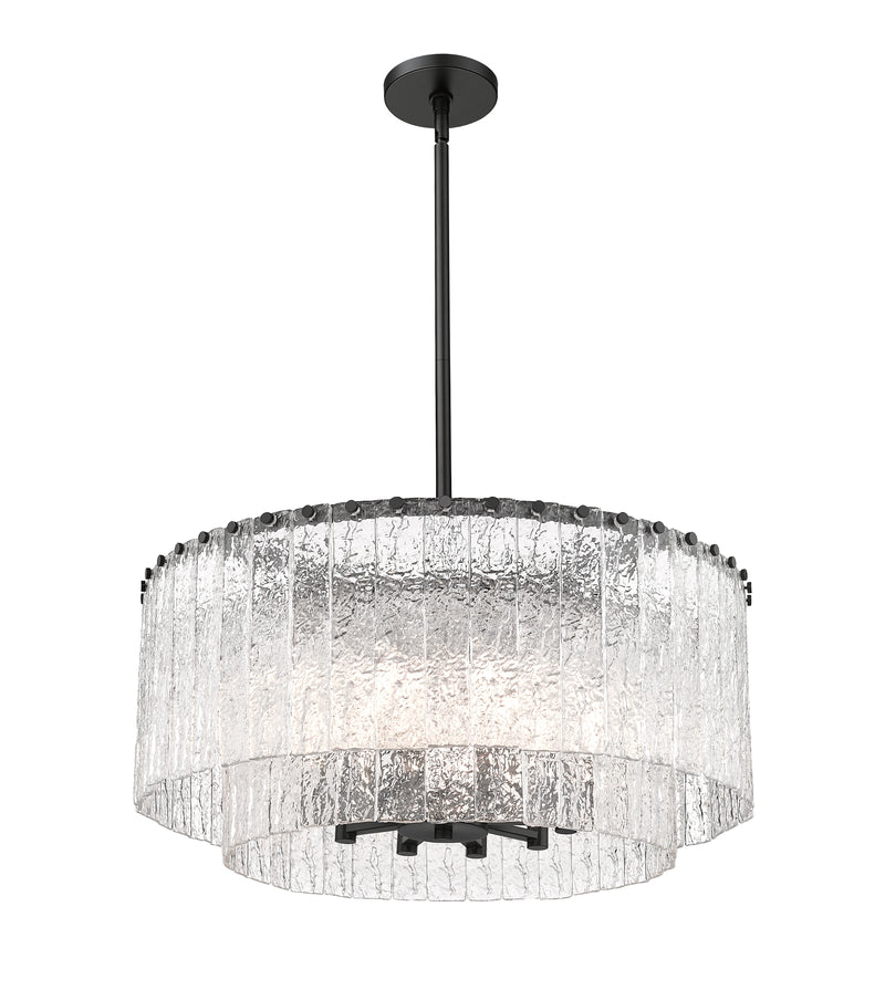 Glacier 10 Light 27.5" Pendant in Matte Black