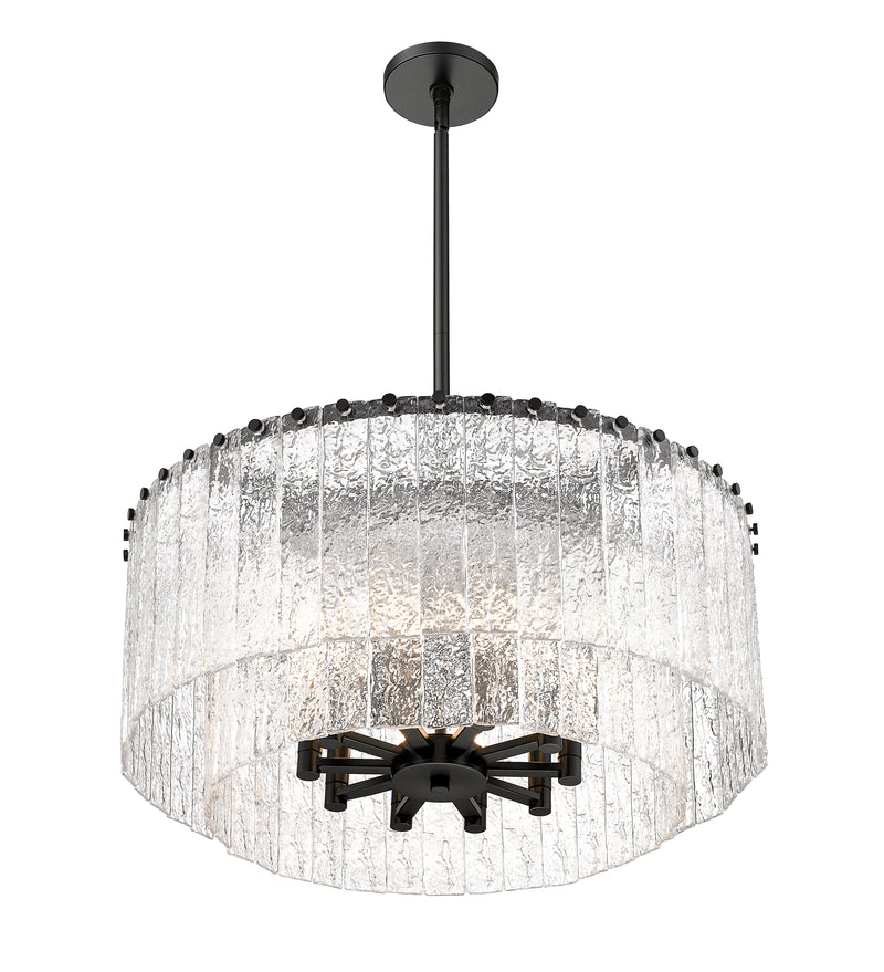 Glacier 10 Light 27.5" Pendant in Matte Black