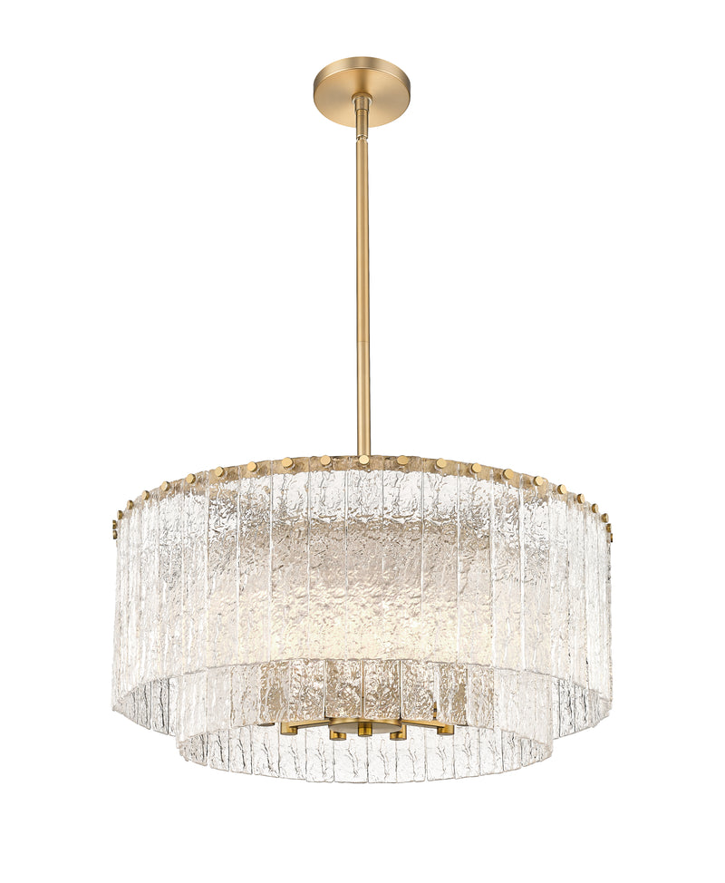 Glacier 10 Light 27.5" Pendant in Modern Gold