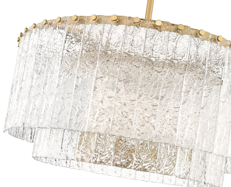 Glacier 10 Light 27.5" Pendant in Modern Gold