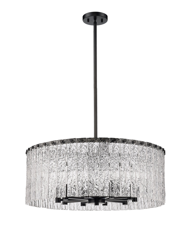 Glacier 10 Light 26.75" Pendant in Matte Black