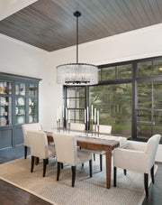 Glacier 10 Light 26.75" Pendant in Matte Black in a room setting