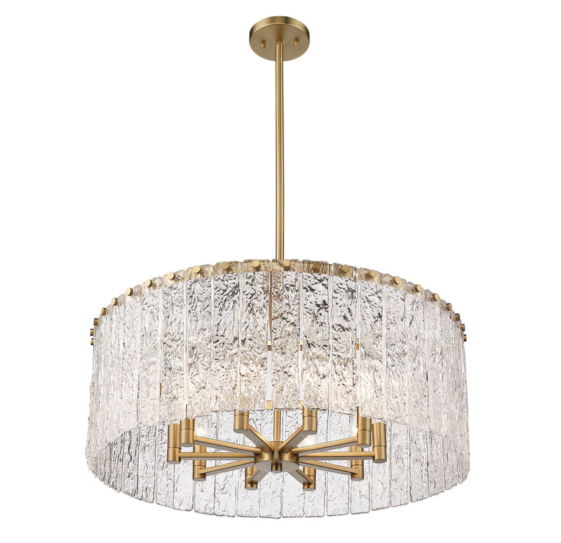 Glacier 10 Light 26.75" Pendant in Modern Gold