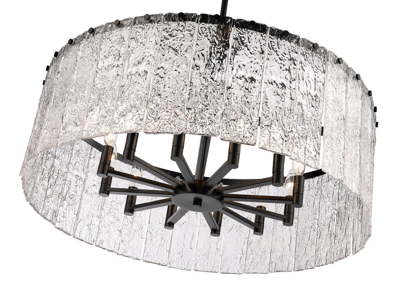 Glacier 12 Light 32.5" Pendant in Matte Black