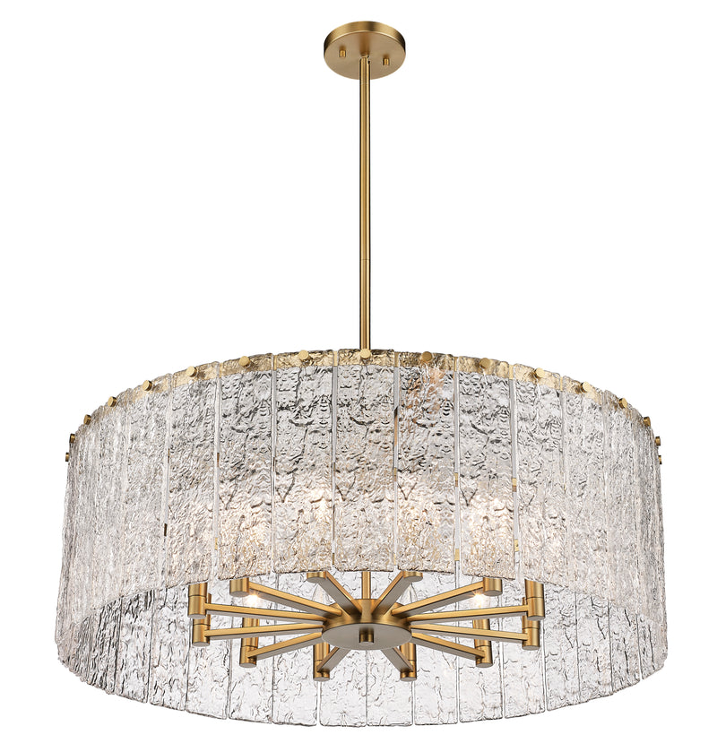 Glacier 12 Light 32.5" Pendant in Modern Gold