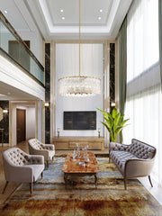 Glacier 12 Light 32.5" Pendant in Modern Gold in a room setting