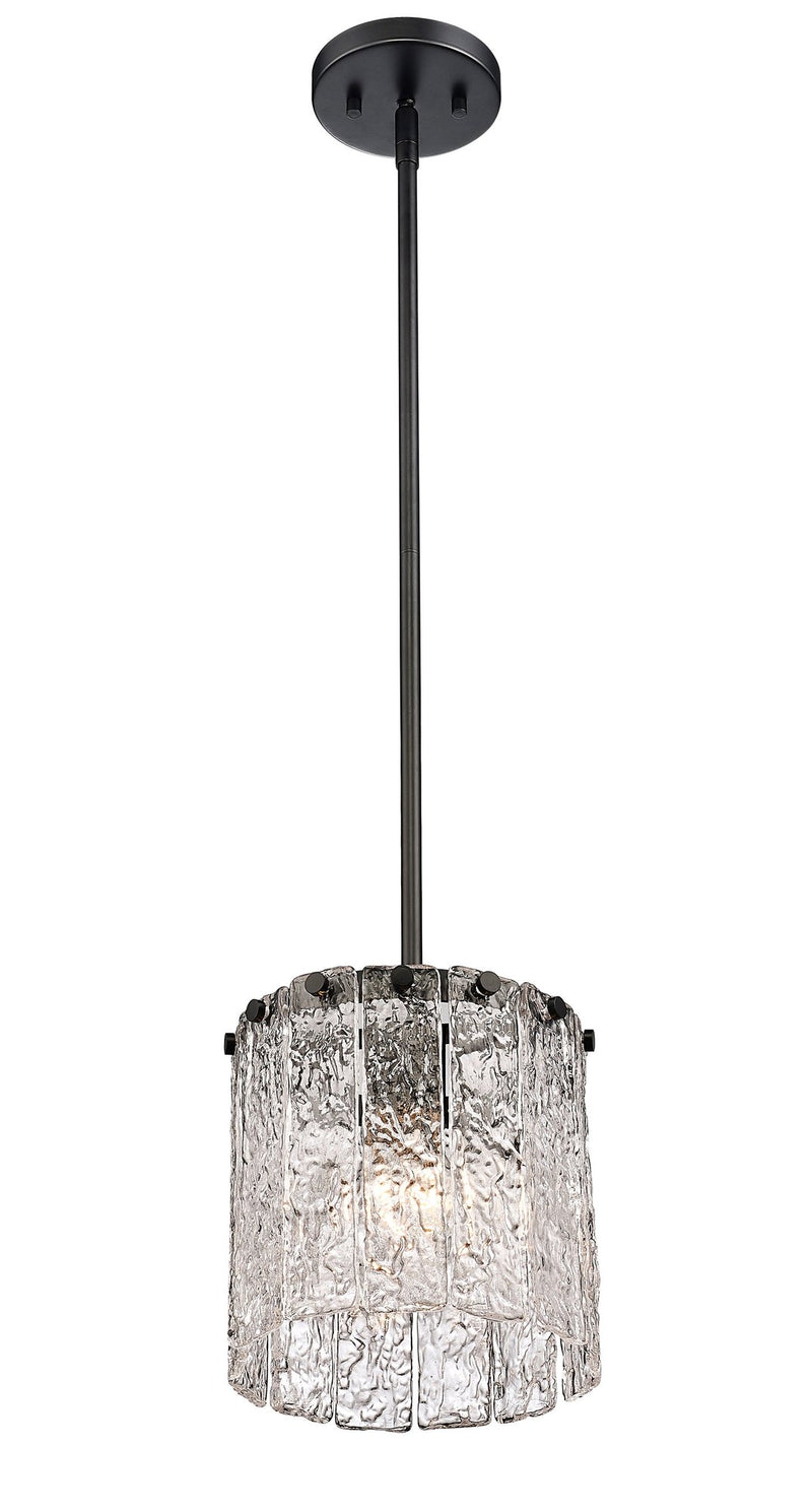 Glacier 1 Light 8.5" Pendant in Matte Black