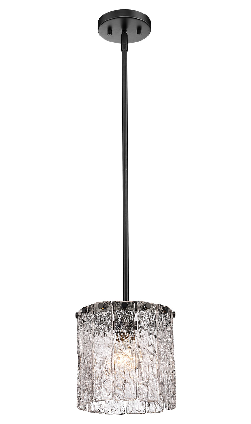 Glacier 1 Light 8.5" Pendant in Matte Black