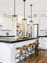 Glacier 1 Light 8.5" Pendant in Matte Black in a room setting
