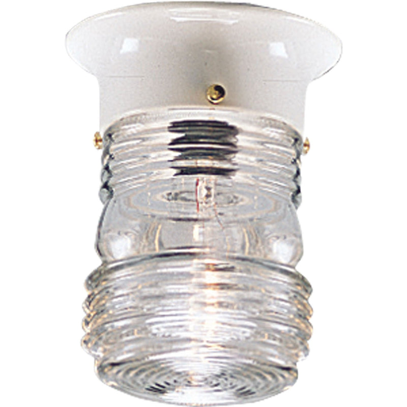 Utility Lantern Outdoor Flush Mount in White