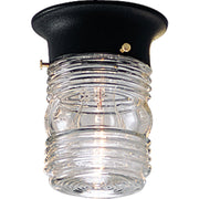 Utility Lantern Outdoor Flush Mount in Black