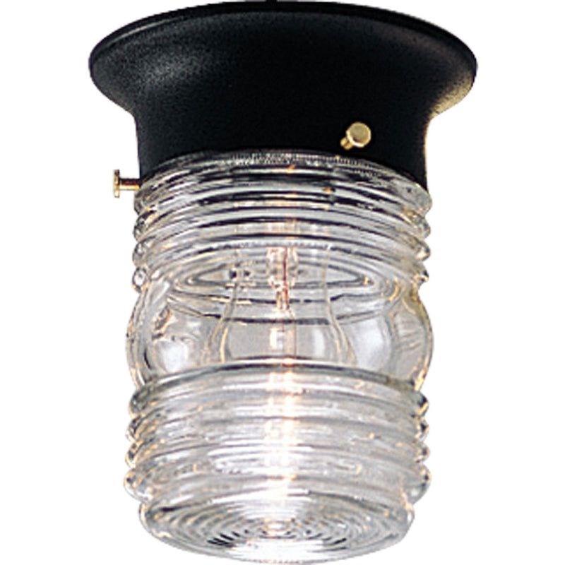 Utility Lantern Outdoor Flush Mount in Black
