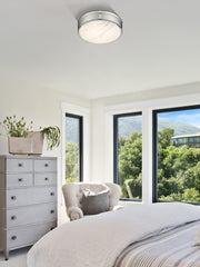 Anders 1 Light 15" Flush Mount in Polished Nickel in a room setting