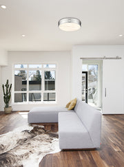 Anders 3 Light 22" Flush Mount in Polished Nickel in a room setting