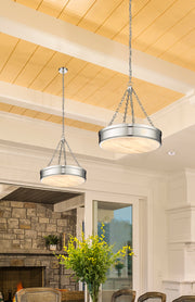 Anders 3 Light 22" Pendant in Polished Nickel in a room setting