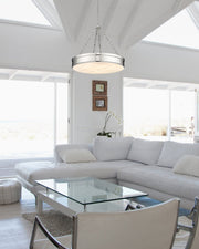 Anders 3 Light 33" Pendant in Polished Nickel in a room setting