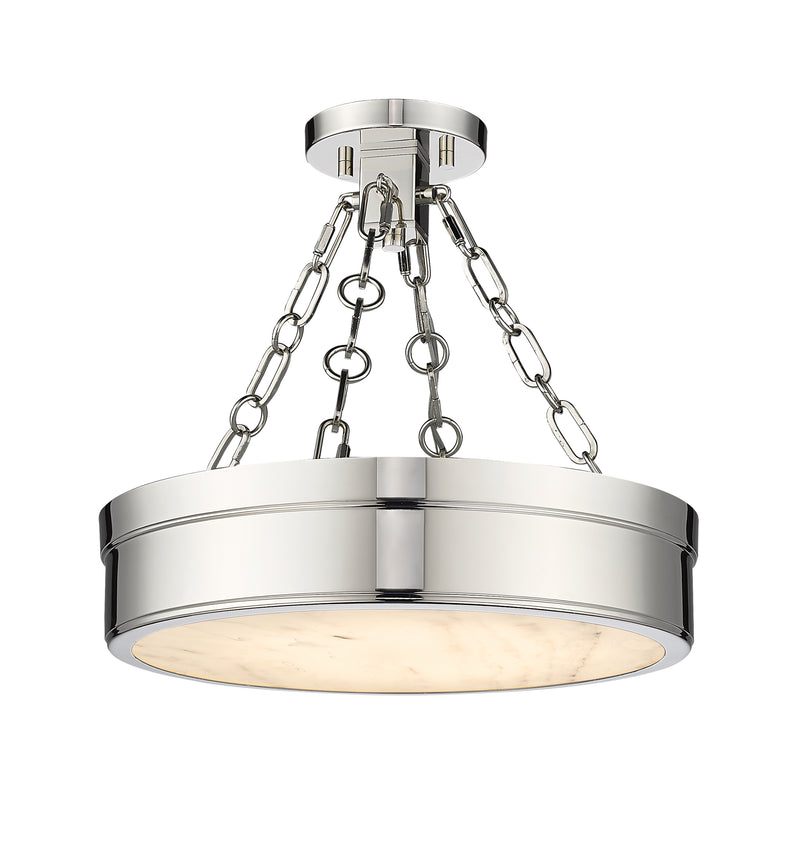 Anders 1 Light 15" Semi Flush Mount in Polished Nickel