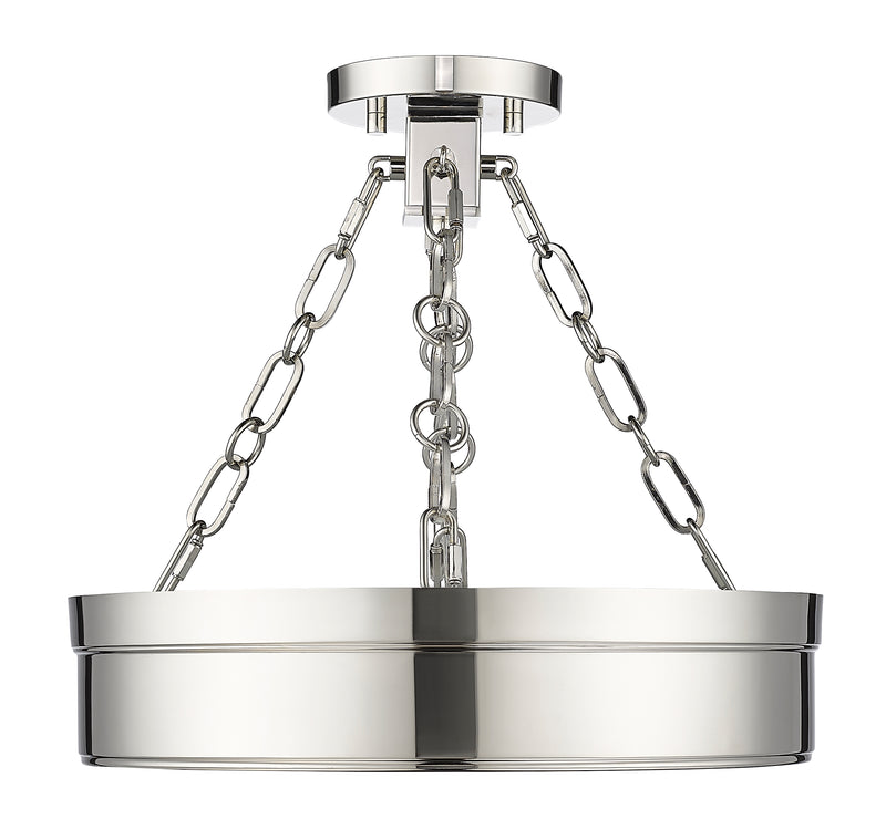 Anders 1 Light 15" Semi Flush Mount in Polished Nickel