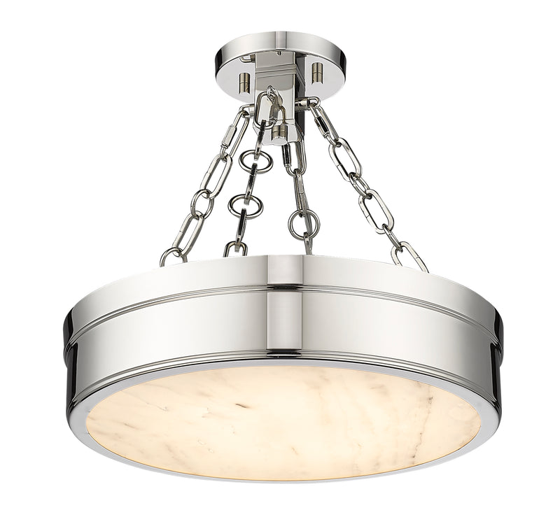 Anders 1 Light 15" Semi Flush Mount in Polished Nickel