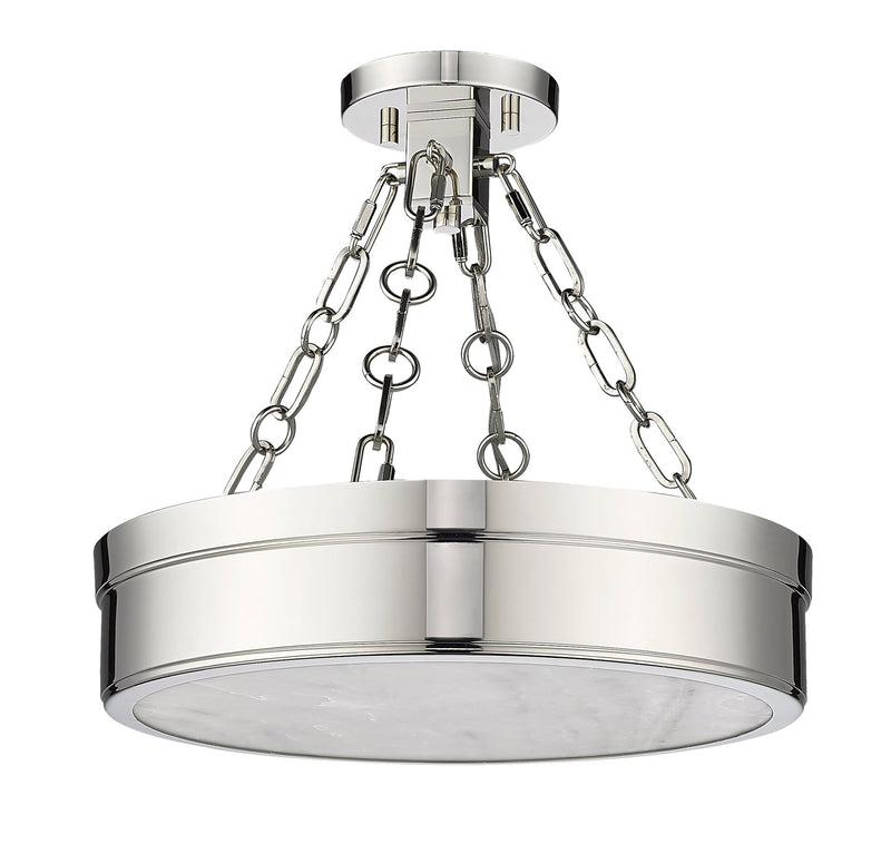 Anders 1 Light 15" Semi Flush Mount in Polished Nickel
