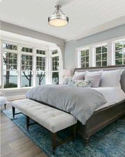 Anders 1 Light 15" Semi Flush Mount in Polished Nickel in a room setting