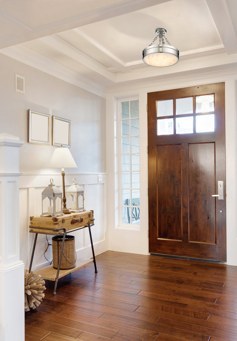 Anders 1 Light 15" Semi Flush Mount in Polished Nickel in a room setting