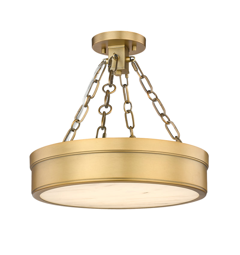 Anders 1 Light 15" Semi Flush Mount in Rubbed Brass