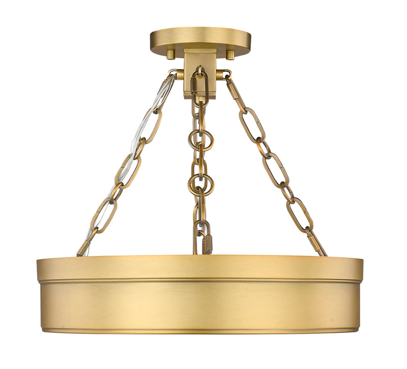 Anders 1 Light 15" Semi Flush Mount in Rubbed Brass