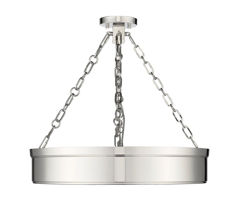 Anders 3 Light 22" Semi Flush Mount in Polished Nickel