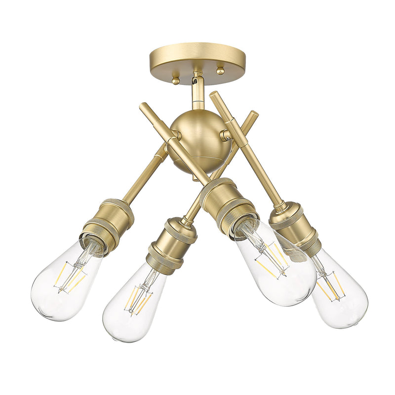 Axel 4-Light Semi-Flush Mount in Brushed Champagne Brass