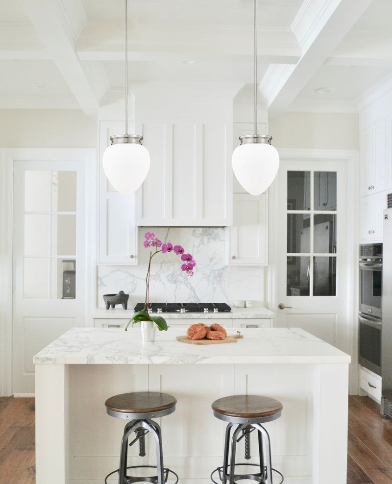 Gideon 1 Light 12.5" Pendant in Brushed Nickel in a room setting