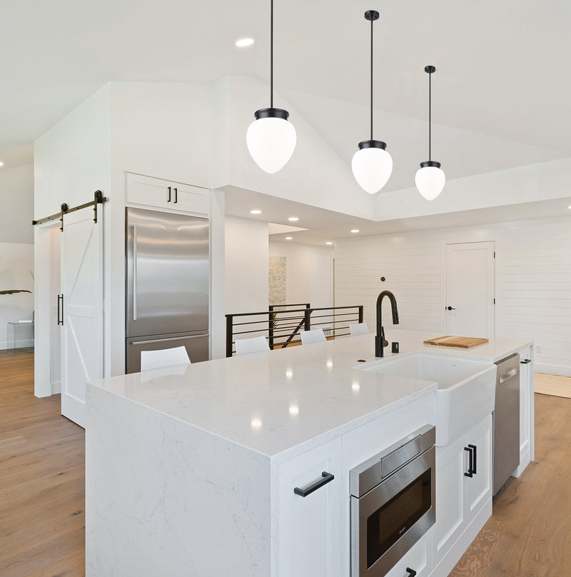 Gideon 1 Light 12.5" Pendant in Matte Black in a room setting